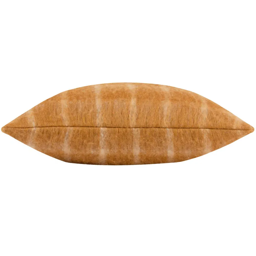 Yarrow Check Cushion - Ginger, Faux Mohair