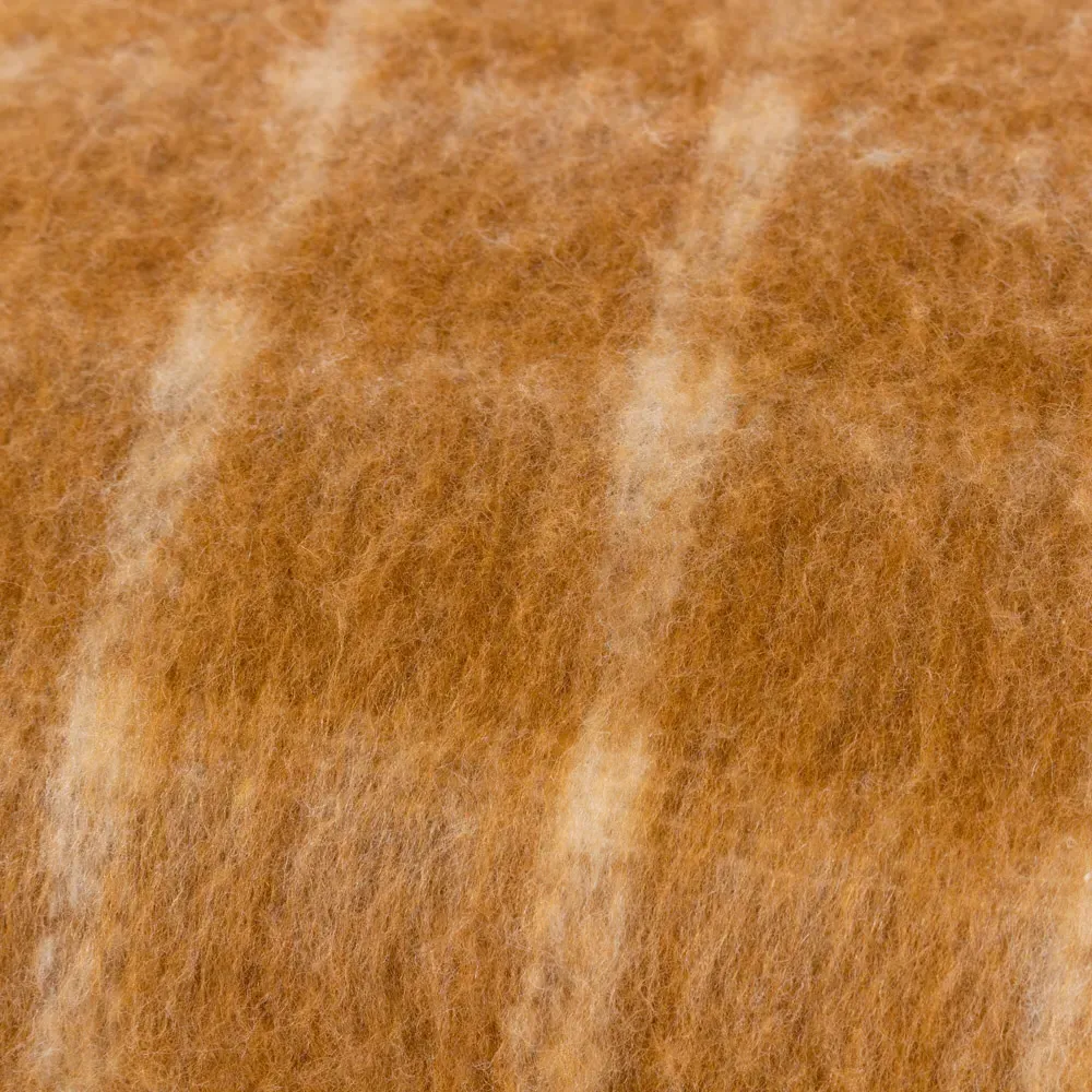 Yarrow Check Cushion - Ginger, Faux Mohair