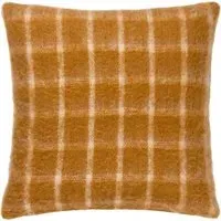 Yarrow Check Cushion - Ginger, Faux Mohair