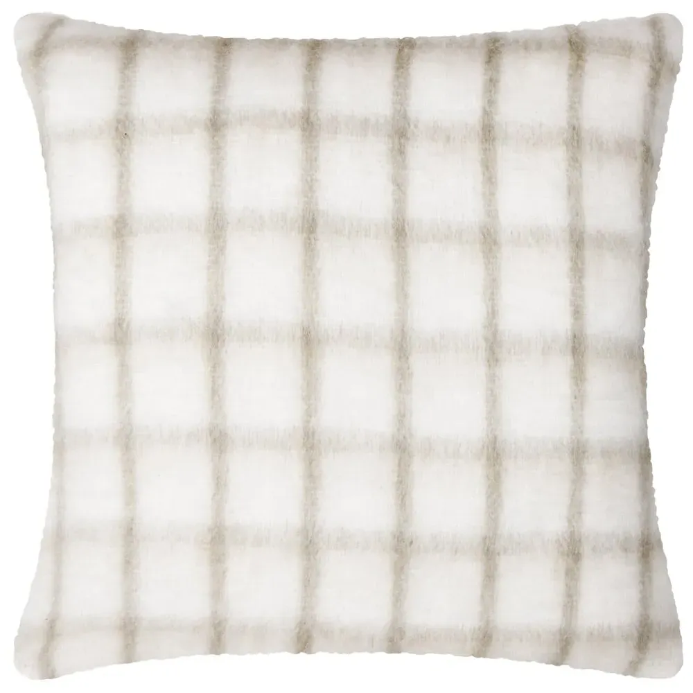 Yarrow Check Cushion - Natural Biscuit, Faux Mohair