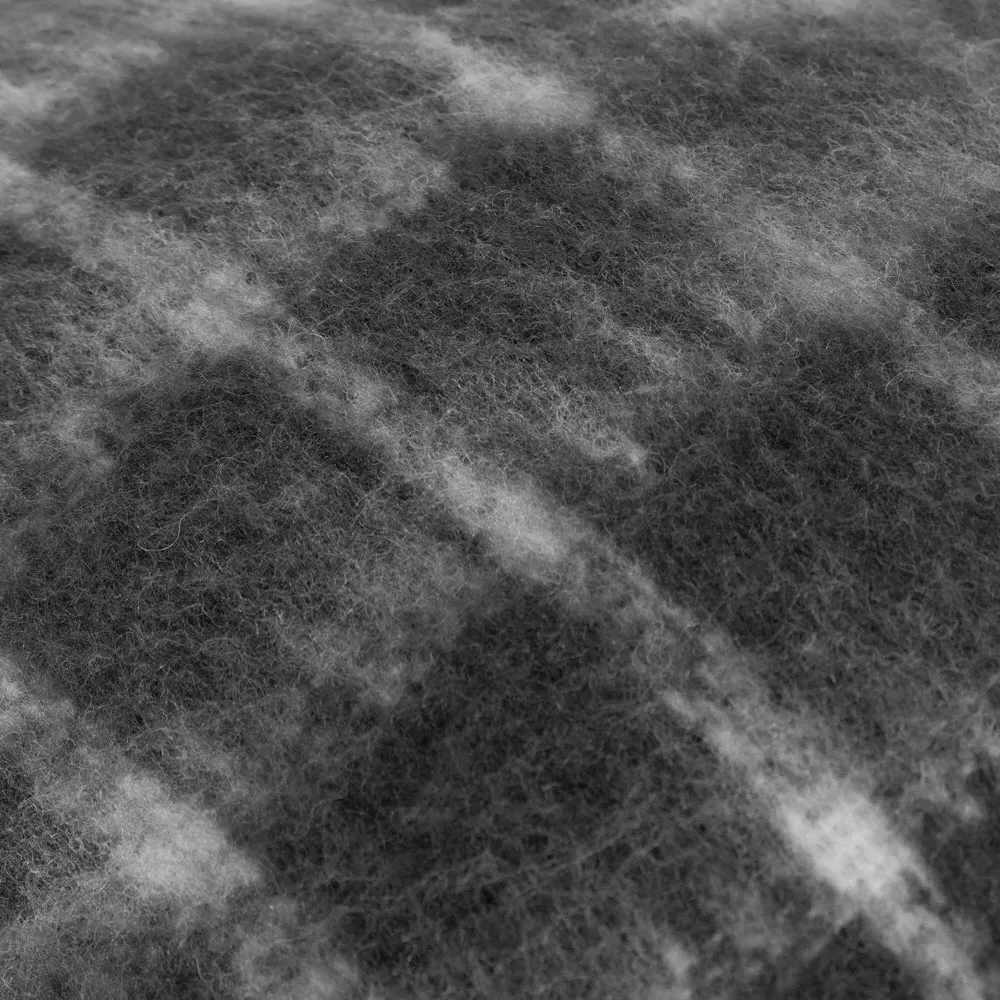 Yarrow Check Cushion - Storm Grey, Faux Mohair