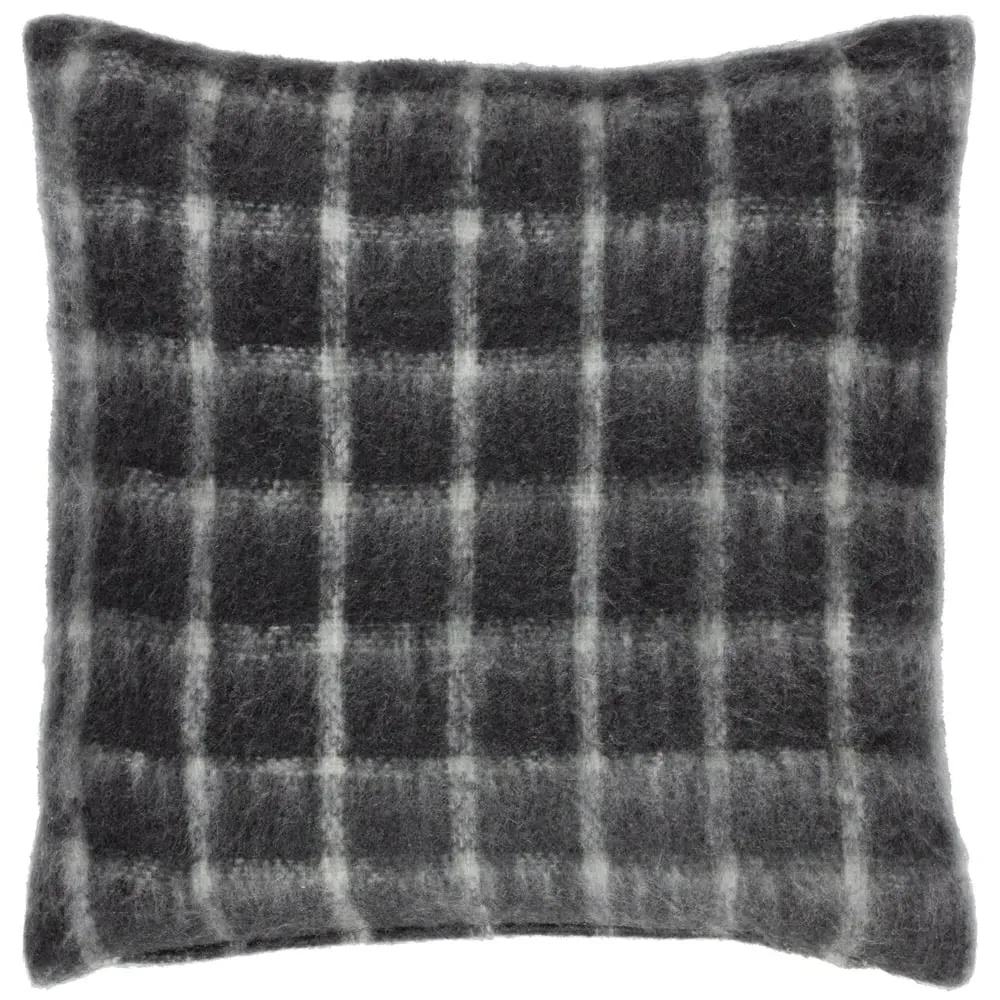 Yarrow Check Cushion - Storm Grey, Faux Mohair