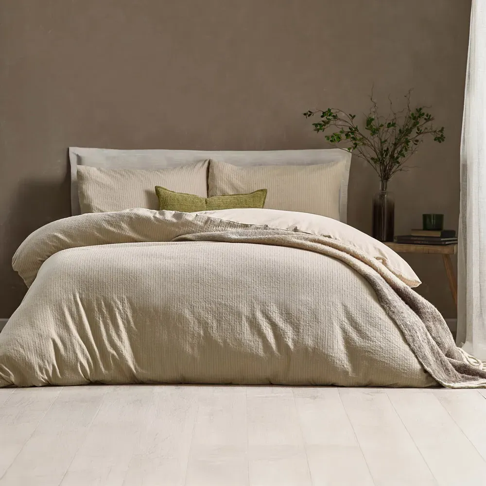 Malton Double Stripe Duvet Set - Cream, Cotton