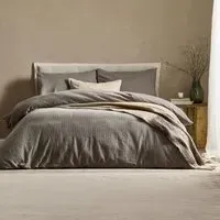 Malton Super King Size Stripe Duvet Set - Brown, Cotton