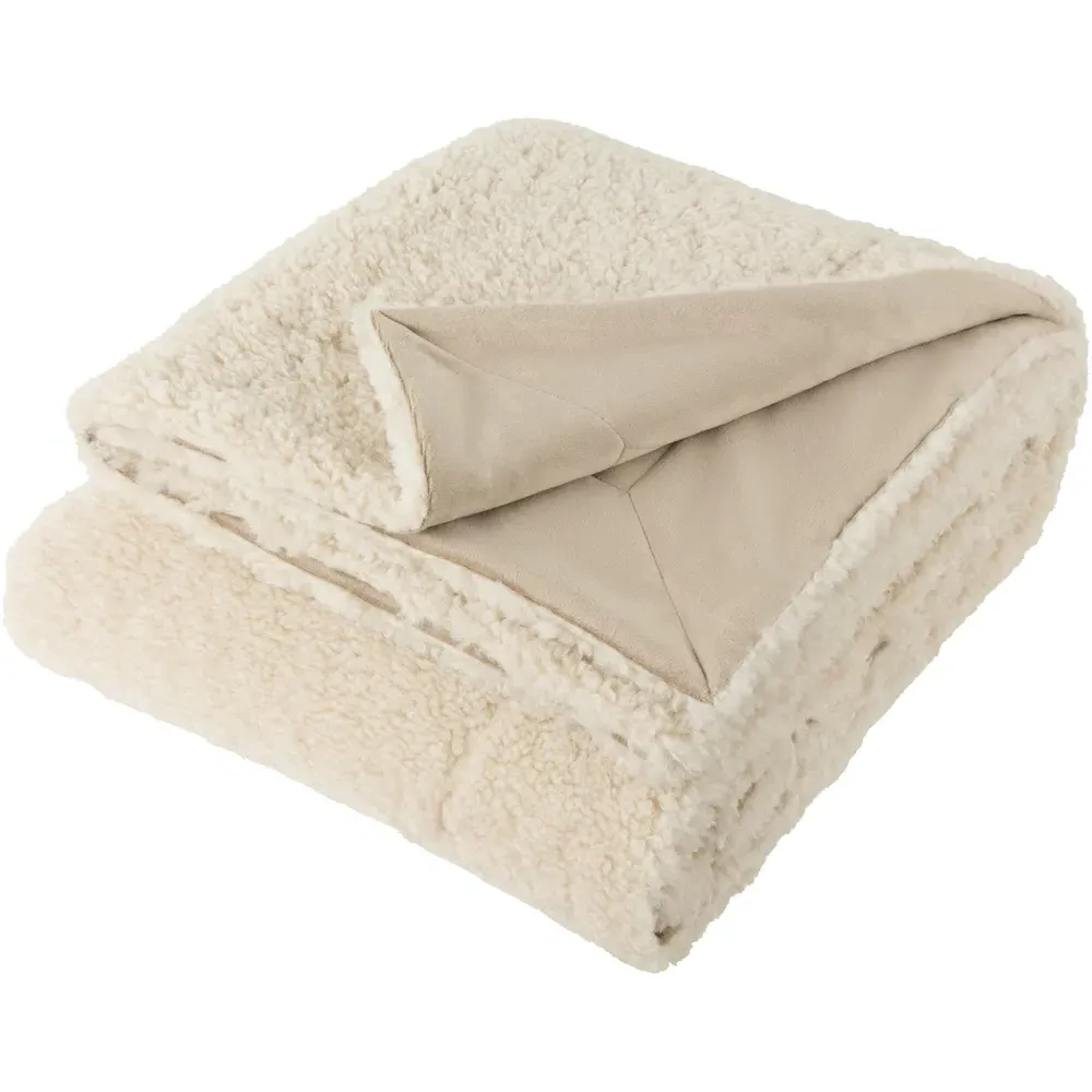 Olann Shearling Fleece Throw - Cream