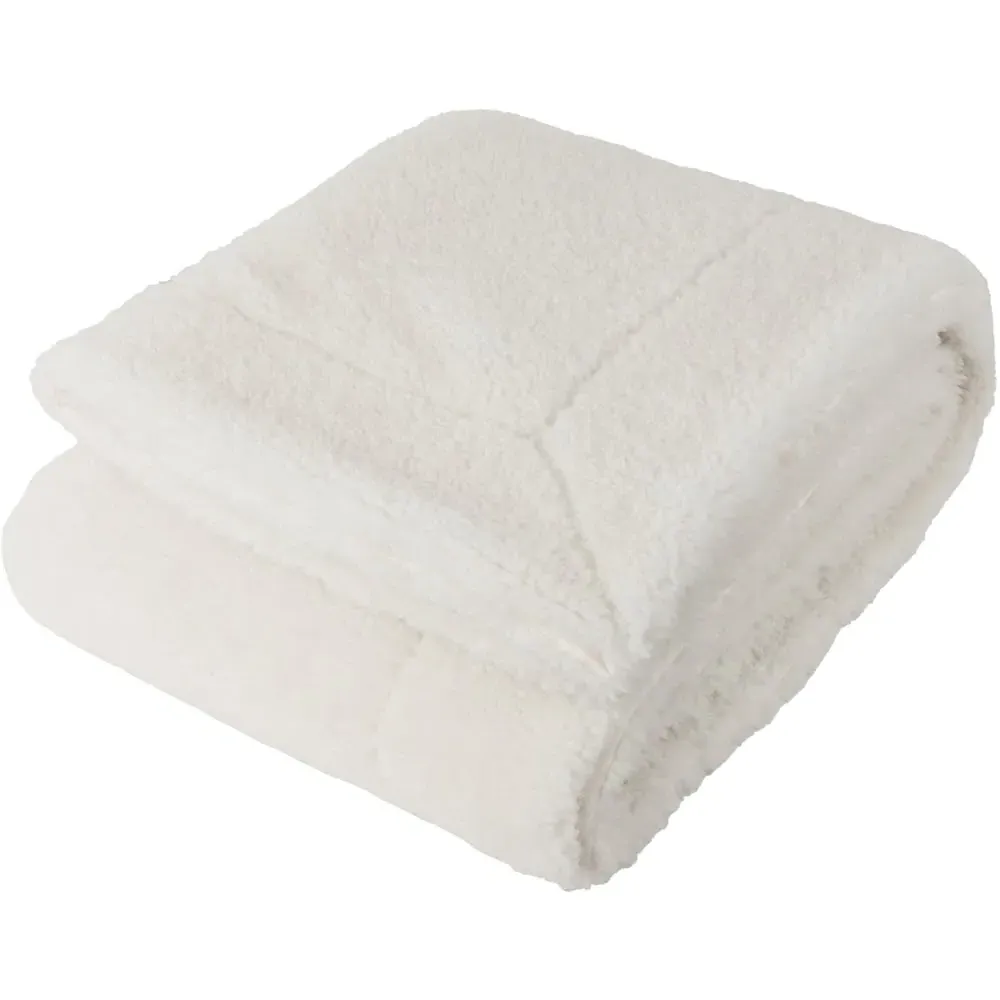 Olann Shearling Fleece Throw - White
