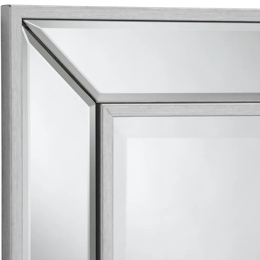 Angled Bevelled Wall Mirror - Warm Silver