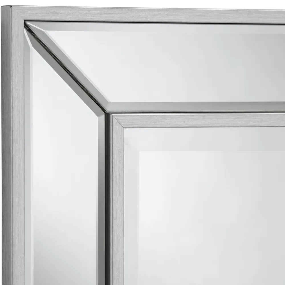 Angled Bevelled Wall Mirror - Warm Silver