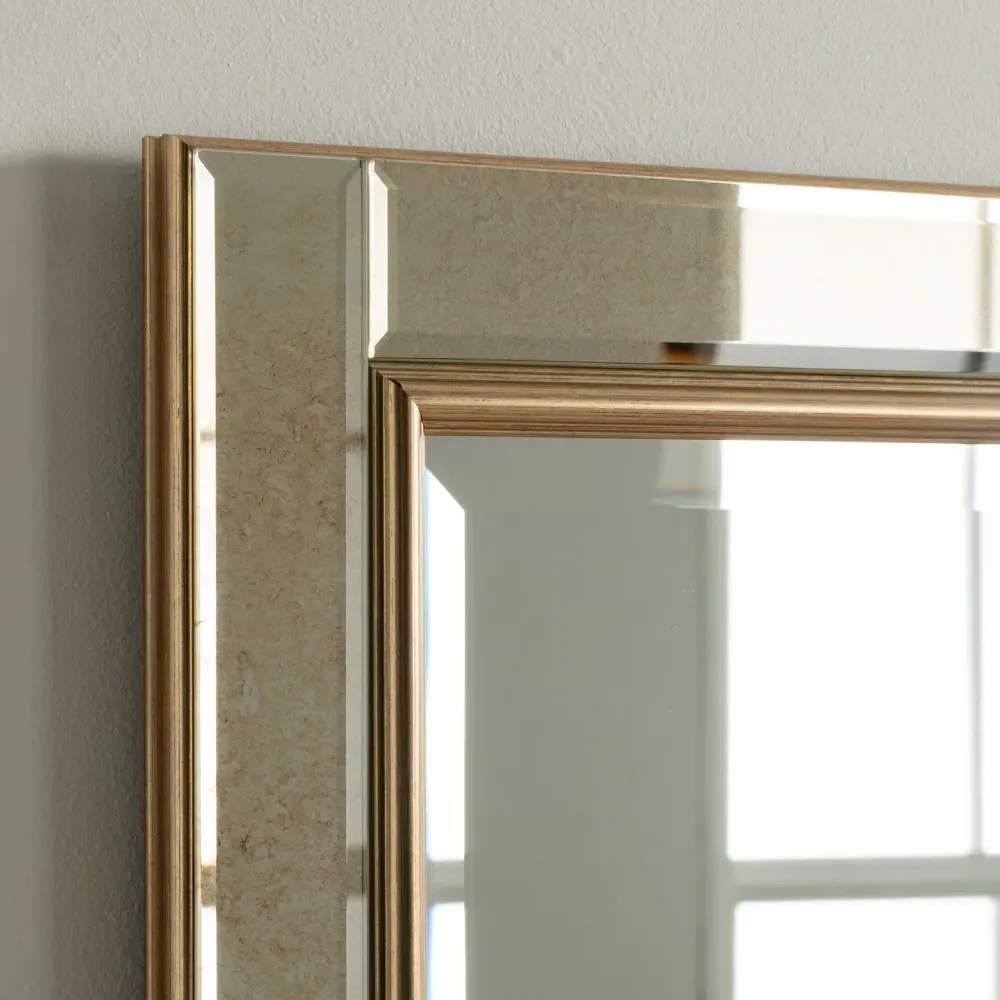 Antique Mottled Lunar Bevelled Mirror - Gold