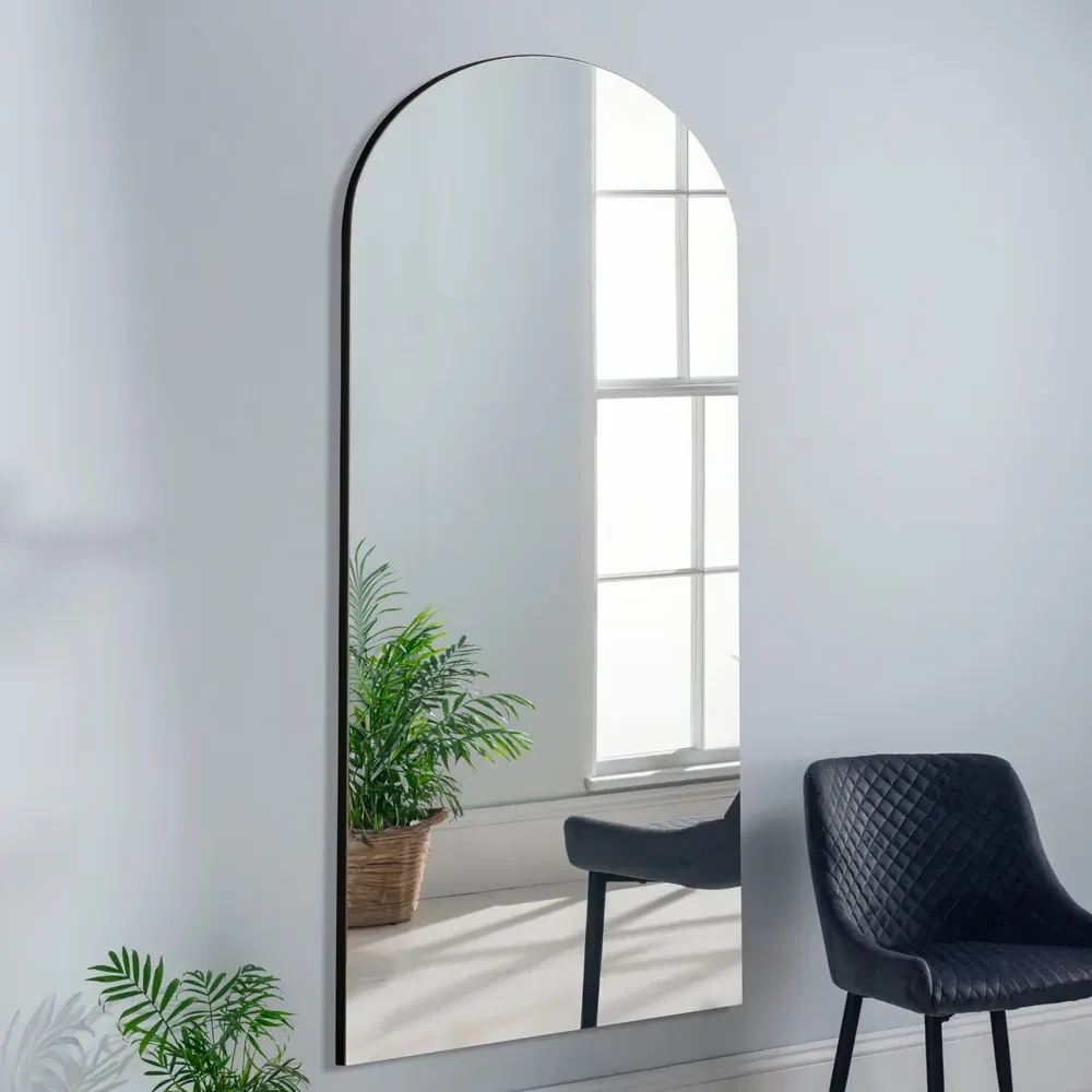 Arched Full Length Wall Mirror - Black