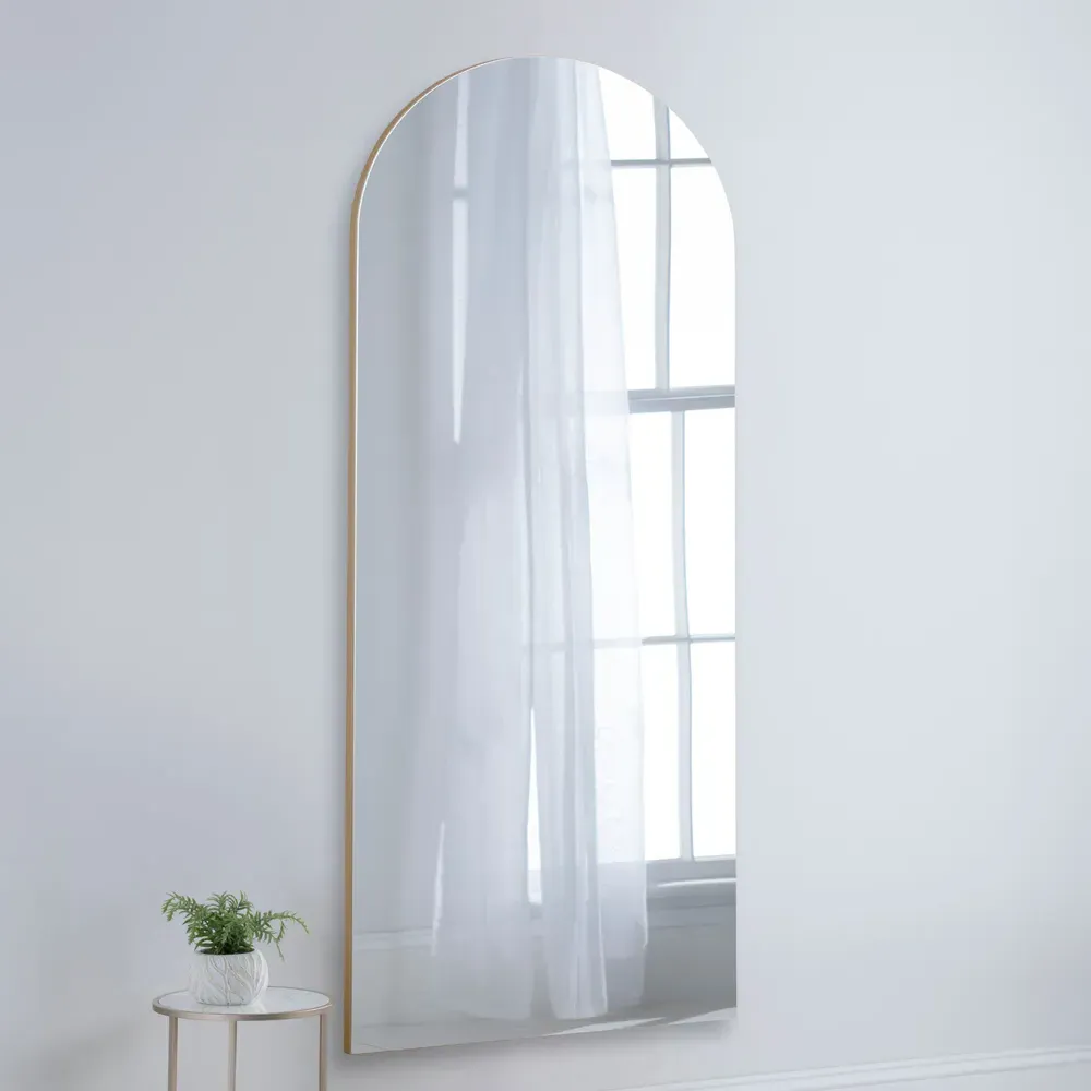 Arched Full Length Wall Mirror - Gold