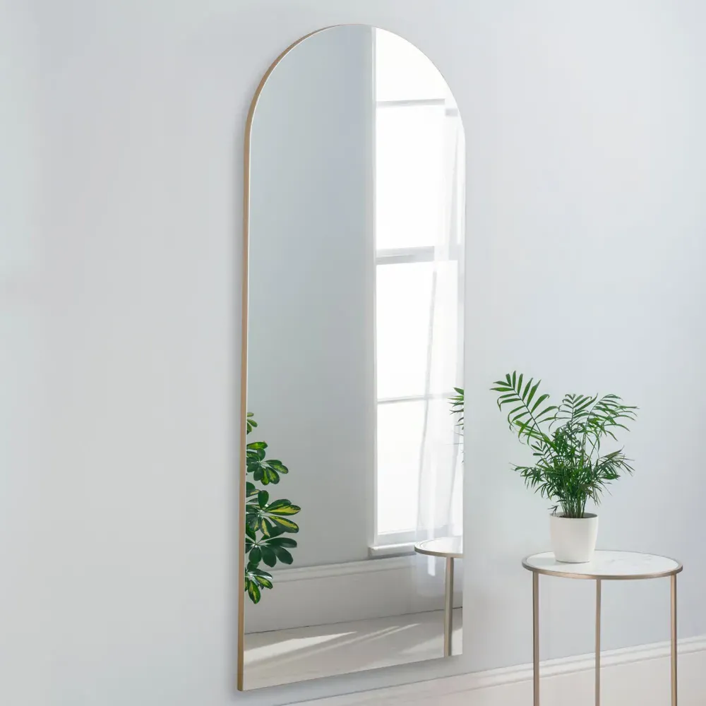 Arched Full Length Wall Mirror - Gold