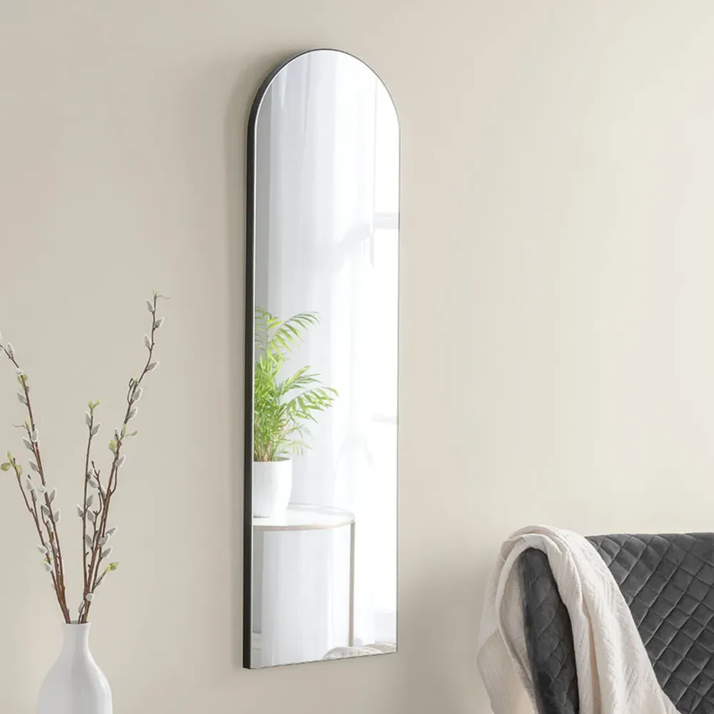 Arched Narrow Wall Mirror - Black