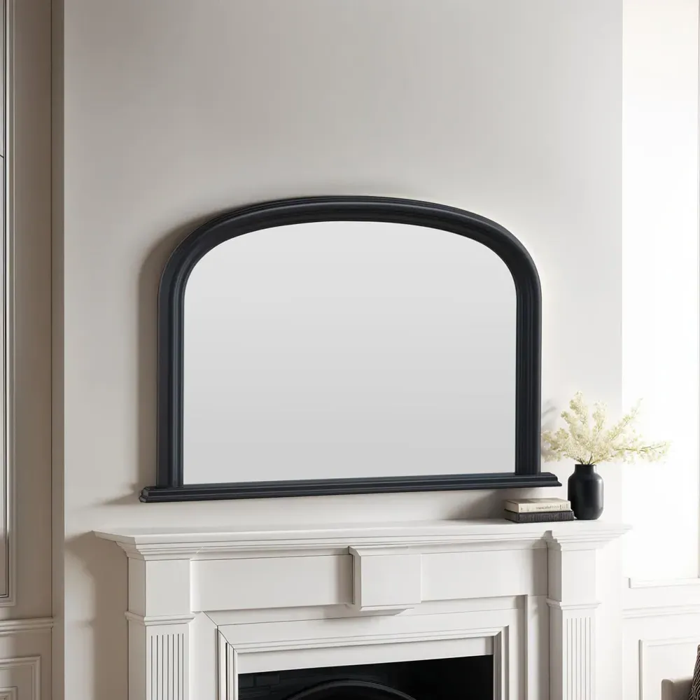 Arched Overmantle Mirror - Black