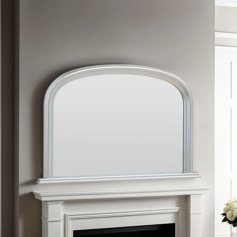 Arched Overmantle Mirror - Silver