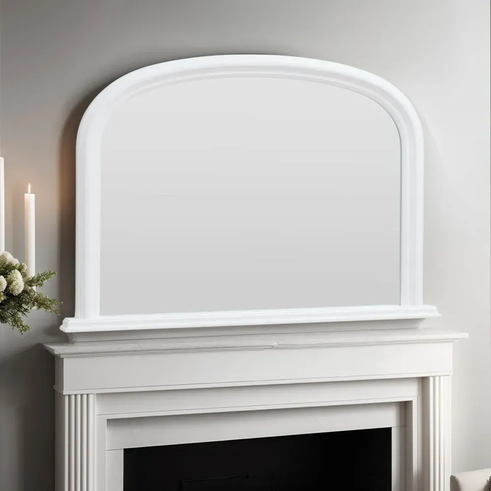 Arched Overmantle Mirror - White