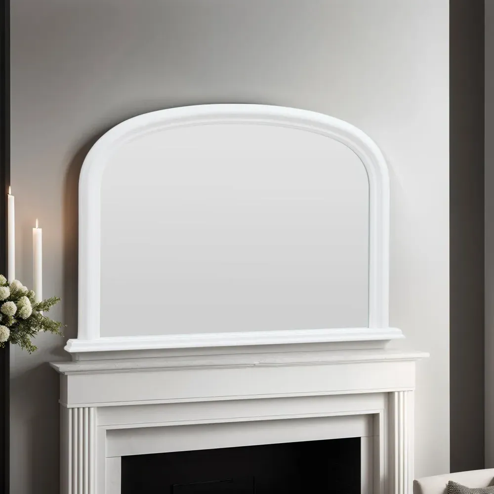 Arched Overmantle Mirror - White