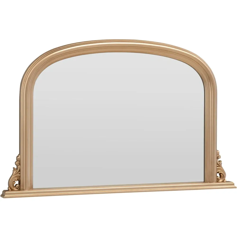 Arched Overmantle Mirror with Ribbed Design - Gold