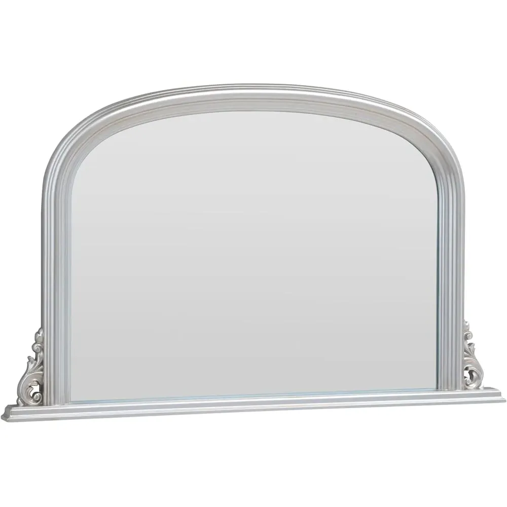 Arched Overmantle Mirror with Ribbed Design - Silver