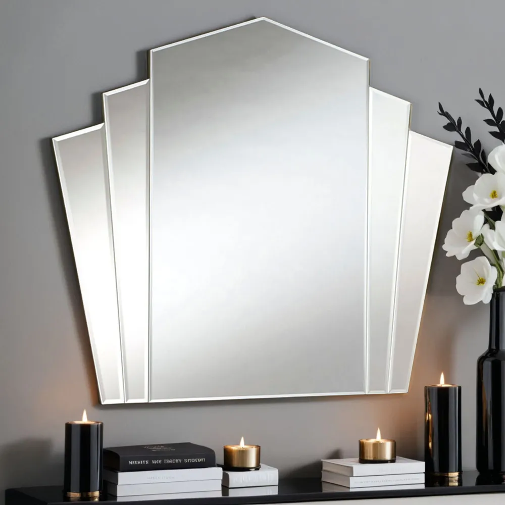 Art Deco Fan Mantle Mirror - Silver