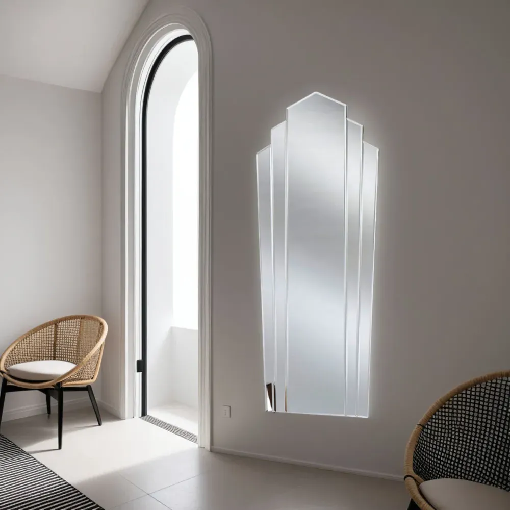 Art Deco Full Length Fan Mirror - Silver