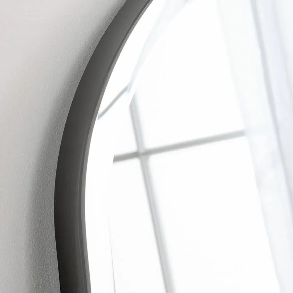 Bevelled Arched Overmantle Mirror - Black