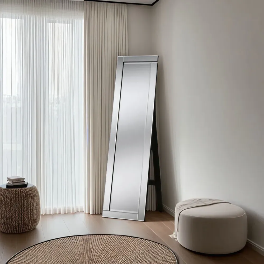 Bevelled Freestanding Cheval Mirror - Black