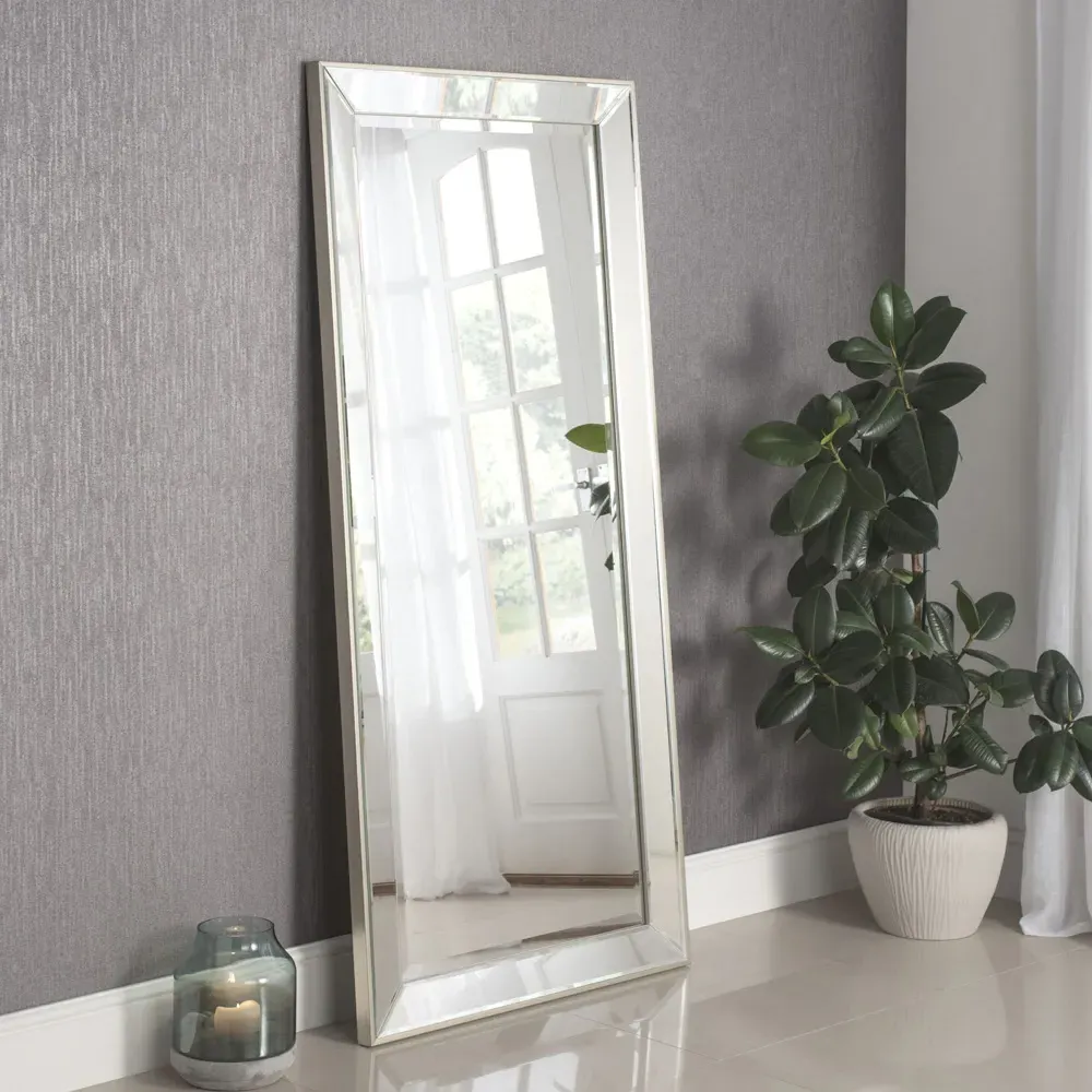 Bevelled Full Length Mirror - Silver