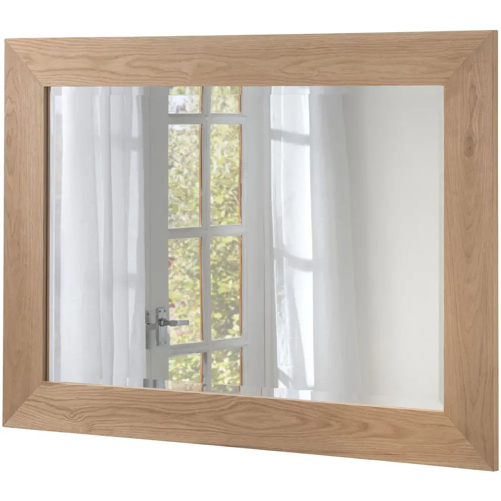 Bevelled Oak Effect Framed Wall Mirror - Brown image