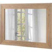 Bevelled Oak Effect Framed Wall Mirror - Brown