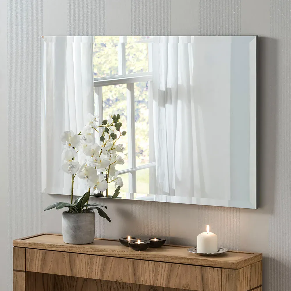 Bevelled Rectangular Mirror - Silver