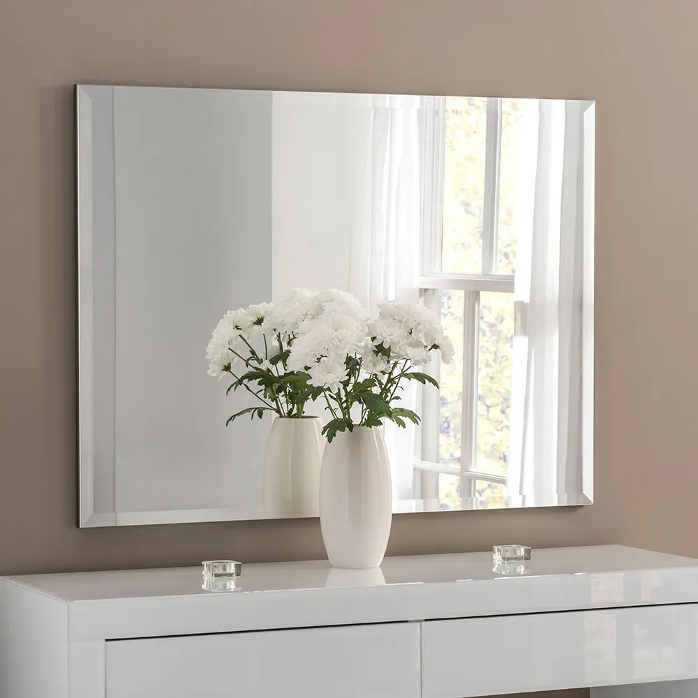 Bevelled Rectangular Mirror - Silver