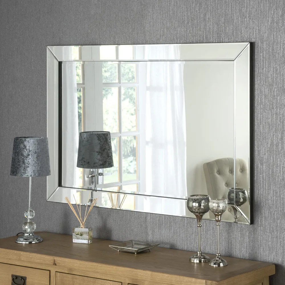 Bevelled Wall Mirror - Black