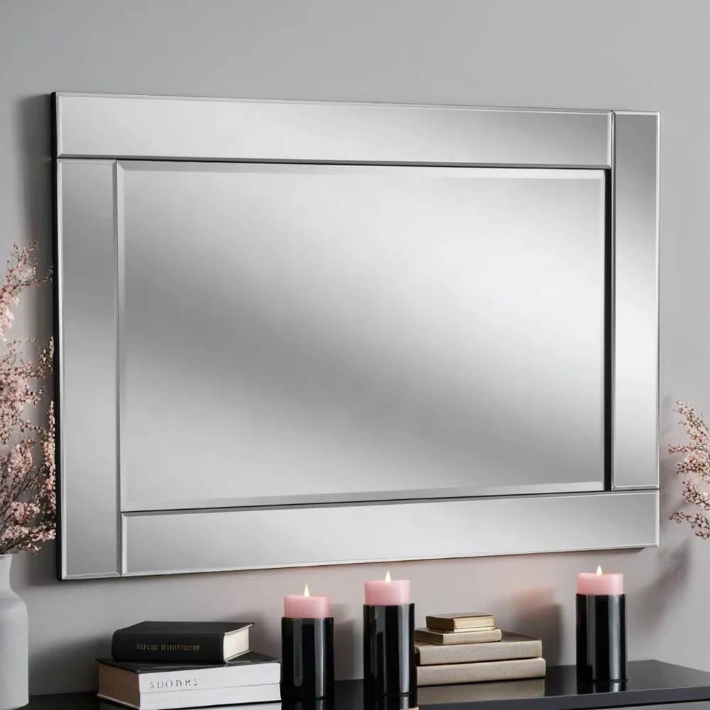 Bevelled Wall Mirror - Black