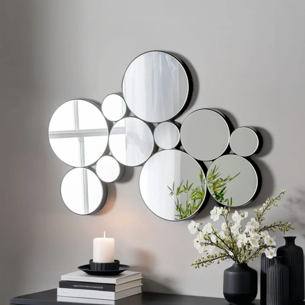 Bloom Small Wall Mirror - Black, Wood