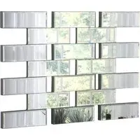 Brickwork Bevelled Mirror 70 x 100cm - Silver