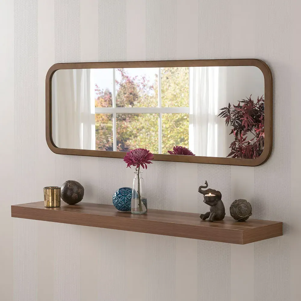 Bronze Curved Oblong Mirror - Brown