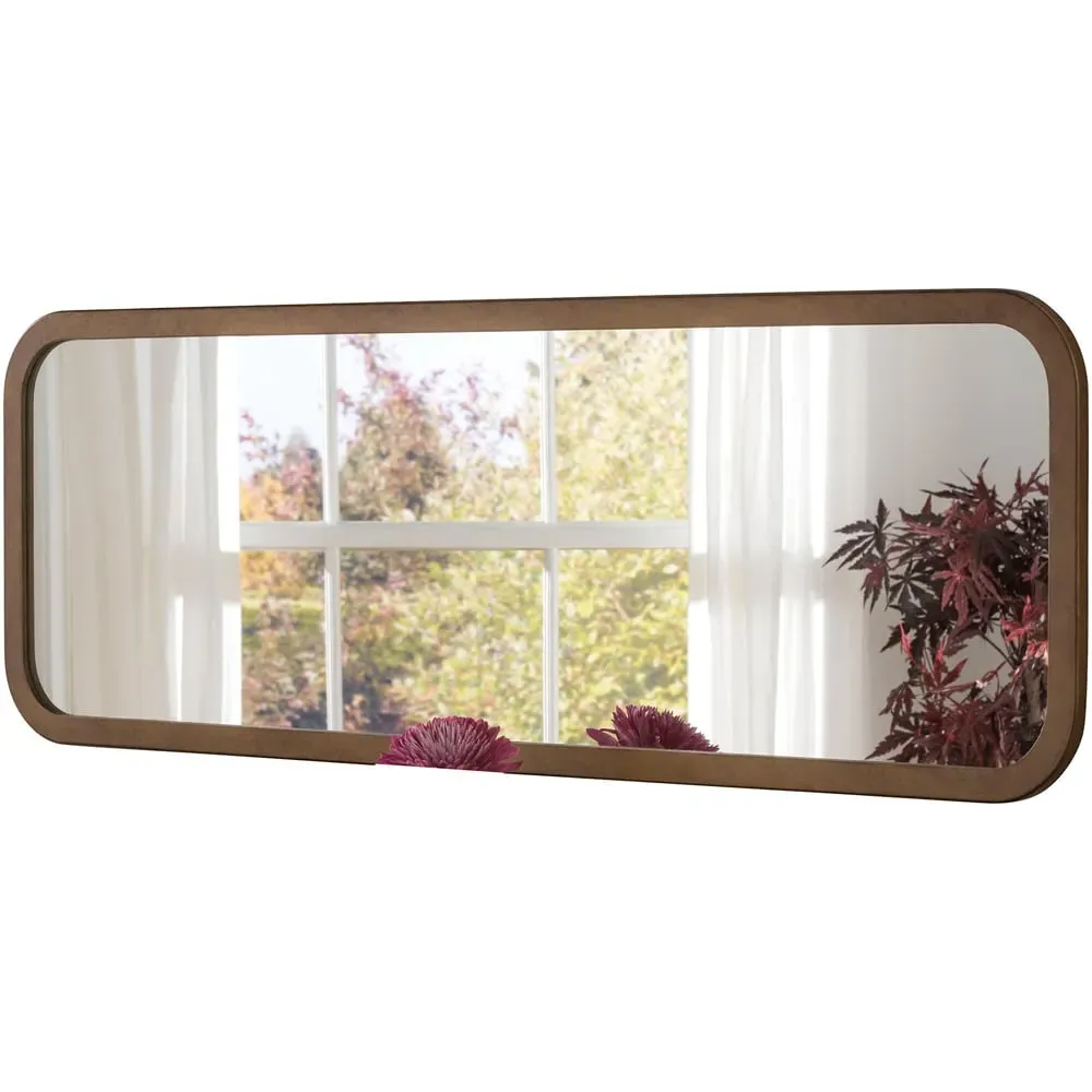 Bronze Curved Oblong Mirror - Brown image