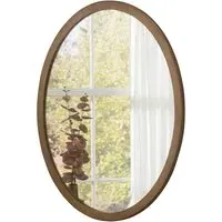 Bronze Oval Mirror - Brown, Wood