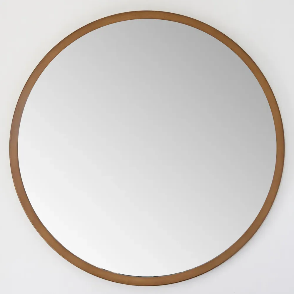 Bronze Round Wall Mirror - Brown