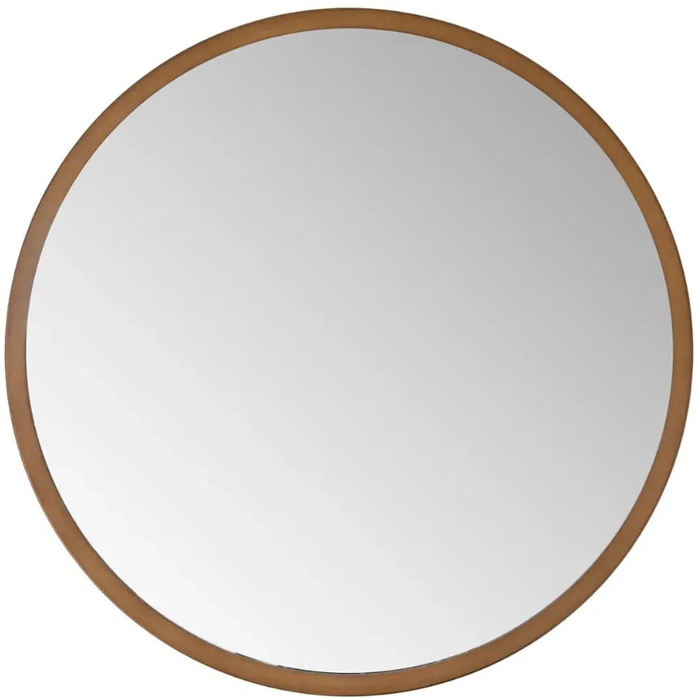 Bronze Round Wall Mirror - Brown