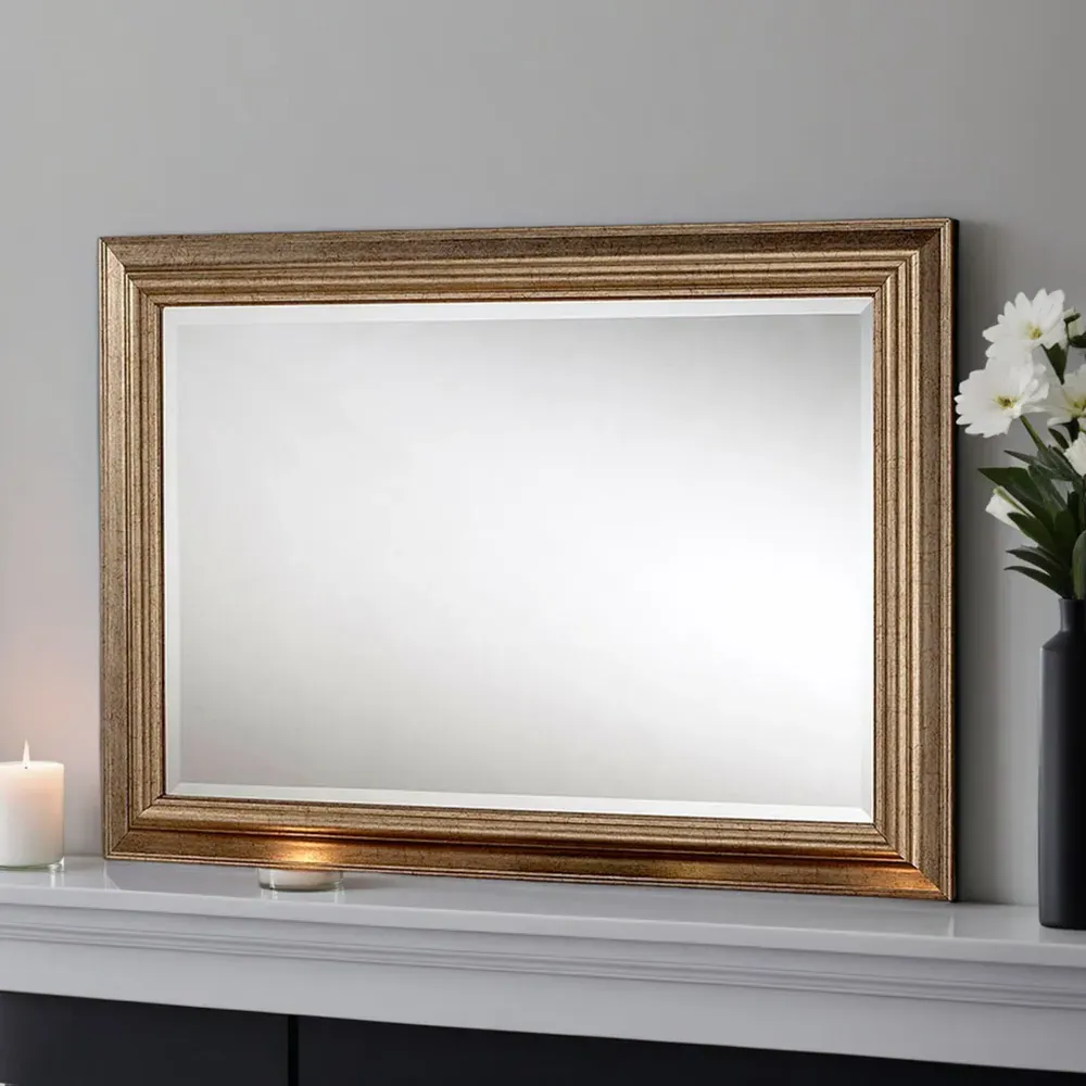 Champagne Bevelled Framed Wall Mirror - Silver