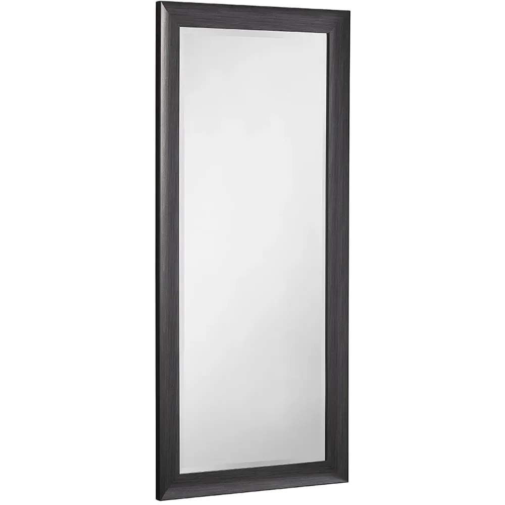 Dark Grey Scooped Bevelled Full Length Mirror - Grey