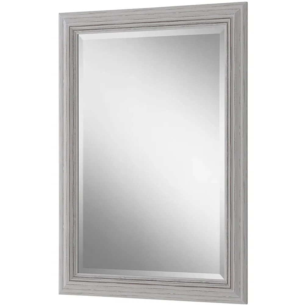 Distressed Bevelled Wall Mirror - White