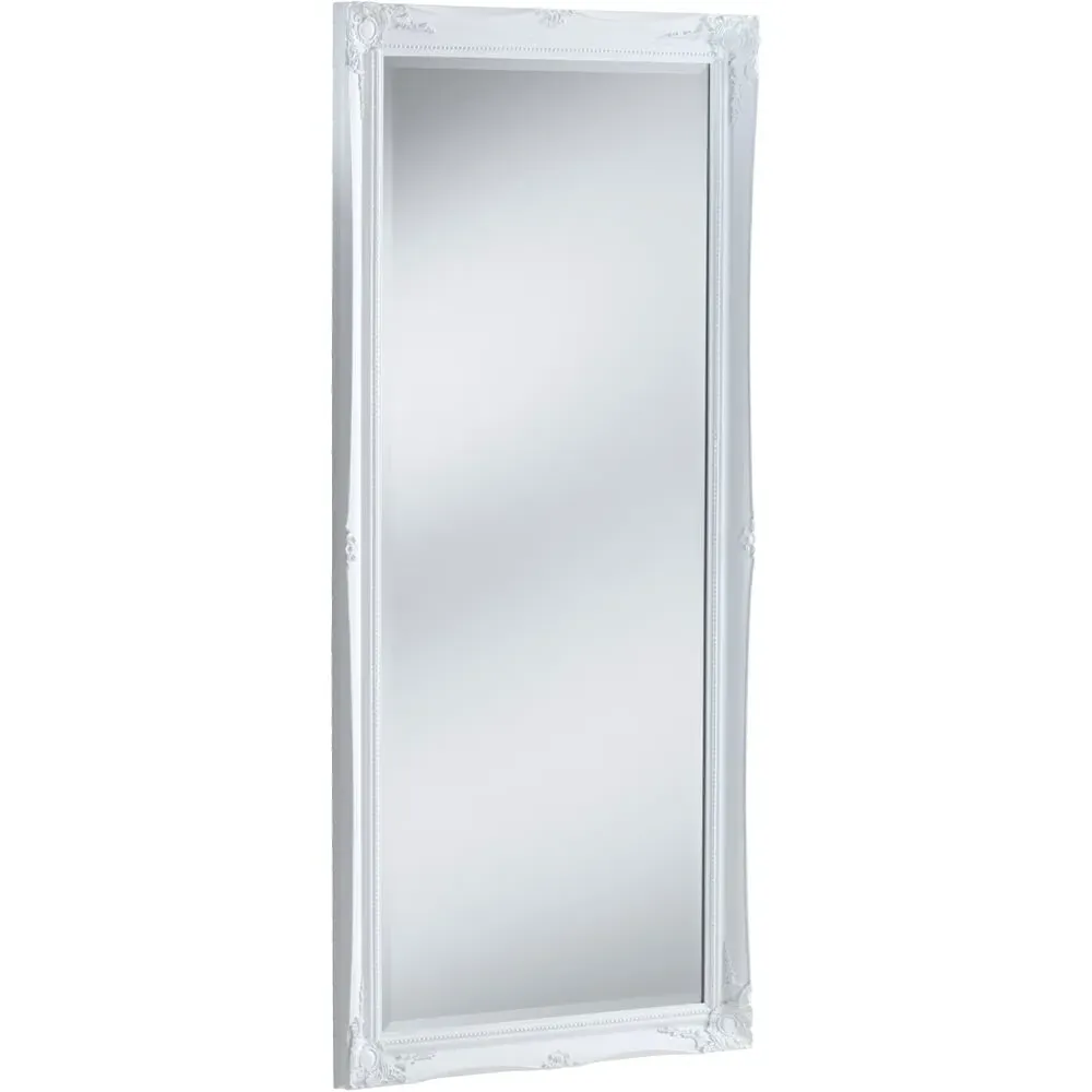French Full Length Bevelled Mirror - White