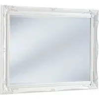 French Style Carved Bevelled Mirror - White