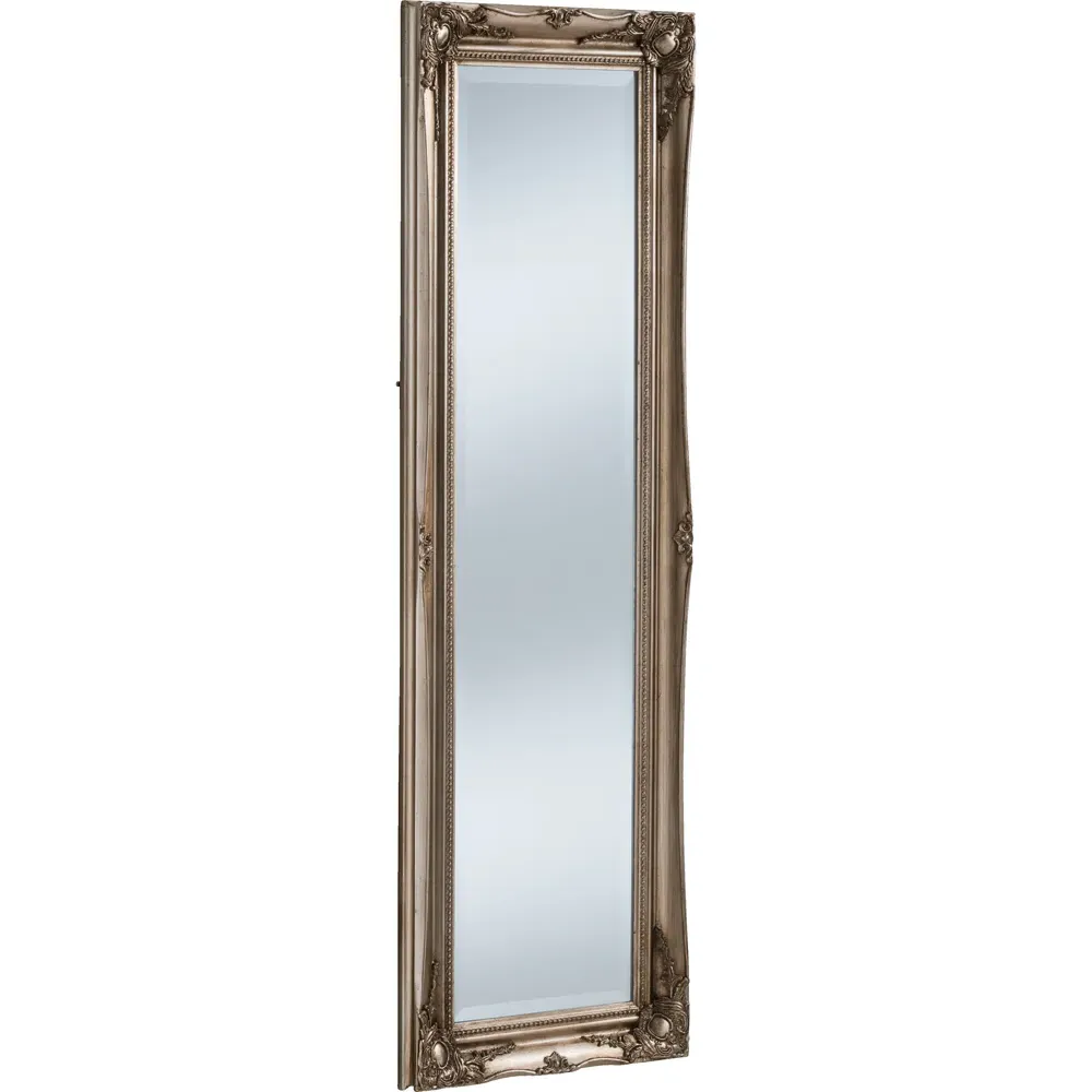 French Style Carved Narrow Bevelled Mirror - Silver
