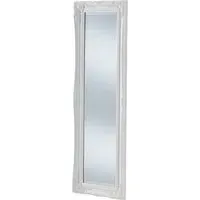 French Style Carved Narrow Bevelled Mirror - White
