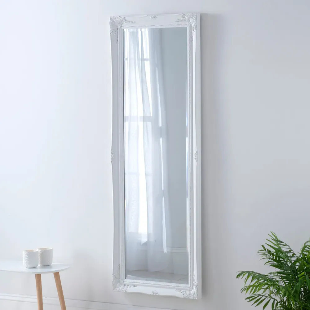 French Tall Bevelled Mirror - White