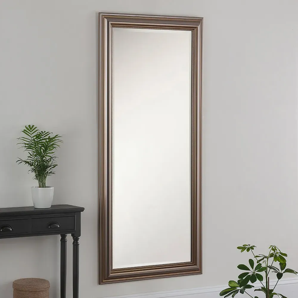 Full Length Beaded Bevelled Mirror - Champagne